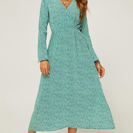 Floral Maxi Summer Dress In Mint Green