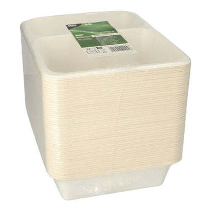 PAPSTAR 50 Siegelschalen Zuckerrohr, PLA beschichtet 4,9 cm x 22,7 cm x 17,8 cm