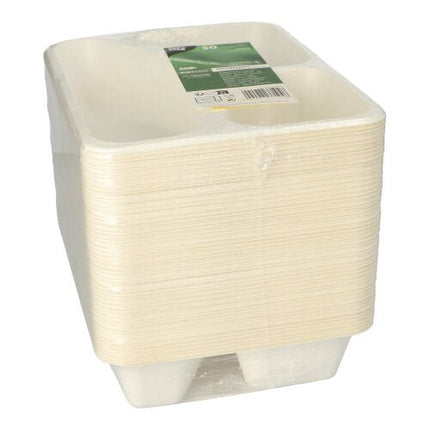 PAPSTAR 50 Siegelschalen Zuckerrohr, PLA beschichtet 4,9 cm x 22,7 cm x 17,8 cm