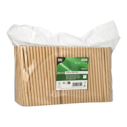PAPSTAR 500 Cocktail Trinkhalme, Papier Ø 7 mm - 15 cm