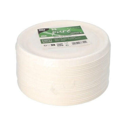PAPSTAR Deckel für Zuckerrohrschalen Ø 17 cm, weiß, "pure" | Folie (25 Stück)