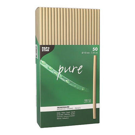 PAPSTAR Trinkhalme Schilf "pure", Ø 10 mm, 25 cm, umweltfreundlich | Faltschachtel (50 Stück)