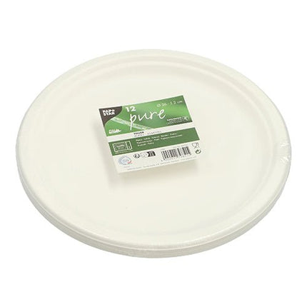 PAPSTAR 12 Teller, Zuckerrohr "pure" ungeteilt