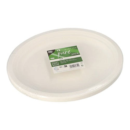 PAPSTAR 12 Teller, Zuckerrohr "pure" oval