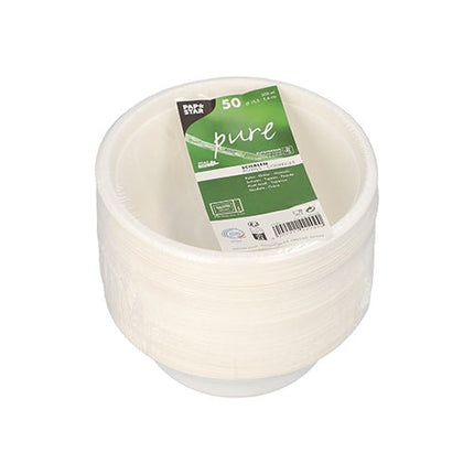 PAPSTAR 50 Schalen, Zuckerrohr "pure" weiss