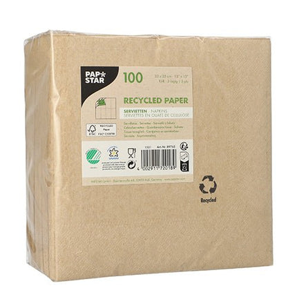 PAPSTAR 100 Servietten, 3-lagig 1/4-Falz 33 cm x 33 cm