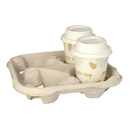 PAPSTAR Tragetabletts "To Go", natur, 4,7x22,4 cm für Becher | Folie (110 Stück)