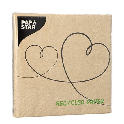 PAPSTAR 20 Servietten, 33 cm x 33 cm 3-lagig 1/4-Falz natur