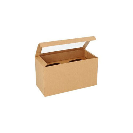 PAPSTAR 25 Cupcake-Kartons eckig 10 cm mit Sichtfenster aus PLA