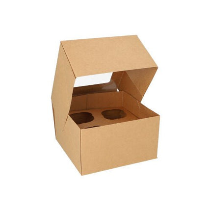 PAPSTAR 25 Cupcake-Kartons eckig 10 cm mit Sichtfenster aus PLA