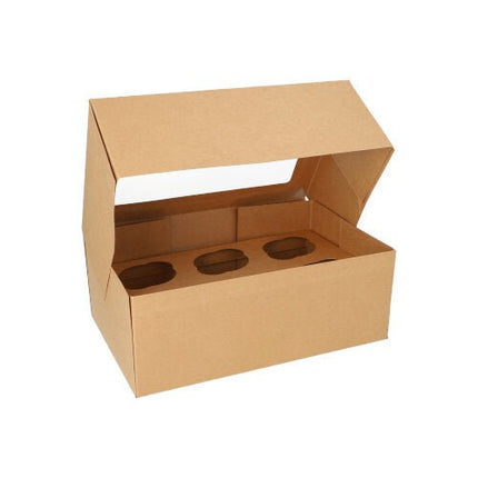 PAPSTAR 25 Cupcake-Kartons eckig 10 cm mit Sichtfenster aus PLA