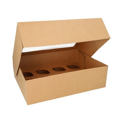 PAPSTAR 25 Cupcake-Kartons eckig 10 cm mit Sichtfenster aus PLA