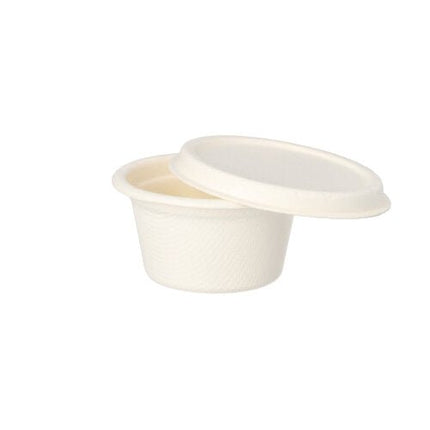 PAPSTAR Dressingschalen aus Zuckerrohr, 6 cm, weiß, umweltfreundlich | Schrumpffolie (50 Stück)