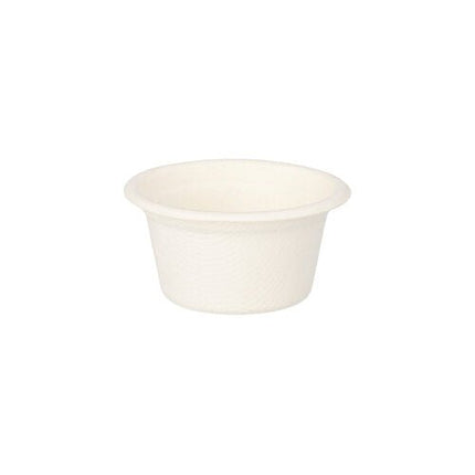 PAPSTAR Dressingschalen Zuckerrohr "pure" Ø 6 cm, weiß, 12er Set | Schrumpffolie (12 Stück)