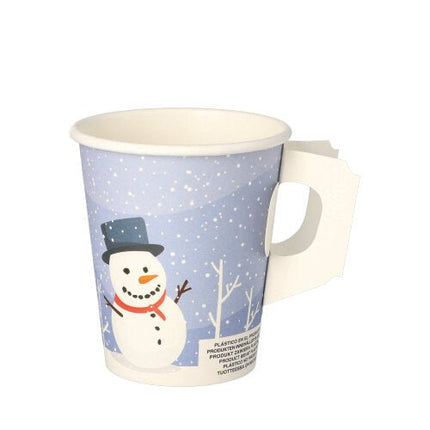 PAPSTAR Trinkbecher mit Henkel, Pappe, Ø 8 cm, "Snowman" | Folie (50 Stück)
