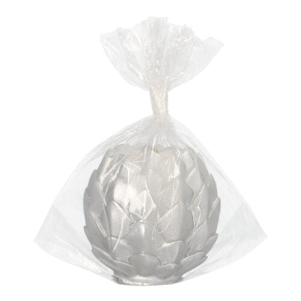 Starpak Kugelkerze Ø 10 cm silber "Pine Cone" | Folie (1 Stück)