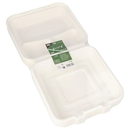 PAPSTAR 25 Menüboxen, Zuckerrohr "pure" weiss