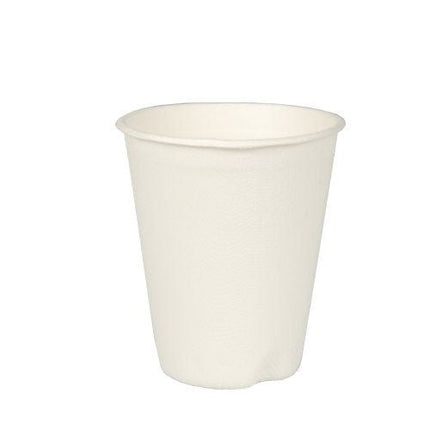 PAPSTAR Trinkbecher Zuckerrohr "pure", 8 cm, weiß für Heißgetränke | Schrumpffolie (12 Stück)