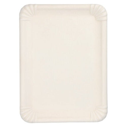 PAPSTAR Servierplatten Zuckerrohr "pure" eckig, 26x35 cm, weiß | Schrumpffolie (6 Stück)