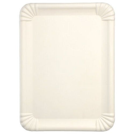PAPSTAR Servierplatten Zuckerrohr "pure" eckig 26x35 cm, weiß | Schrumpffolie (25 Stück)