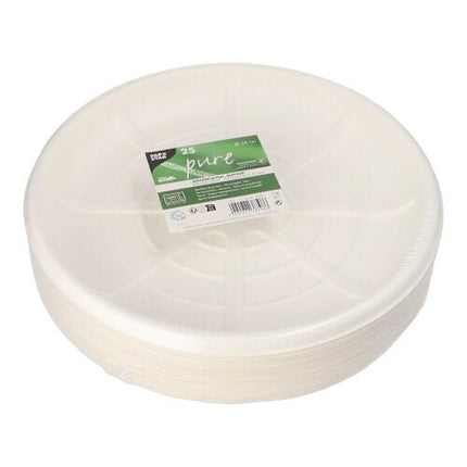 PAPSTAR 25 Servierplatten, Zuckerrohr "pure" rund