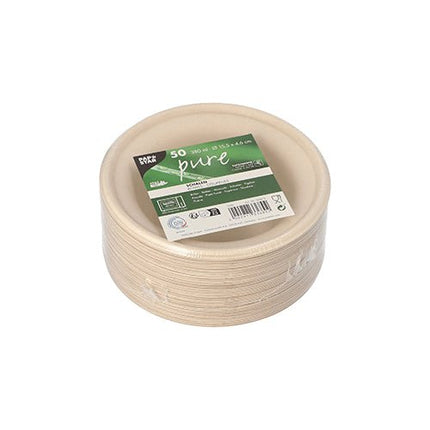 PAPSTAR Schalen aus Zuckerrohr "pure", Ø 15,5 cm, natur, 380 ml | Schrumpffolie (50 Stück)