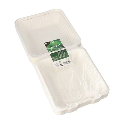 PAPSTAR 25 Menüboxen, Zuckerrohr "pure" weiss