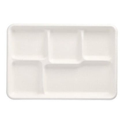 PAPSTAR 25 Menü-Trays, Zuckerrohr "pure" 5-geteilt weiss