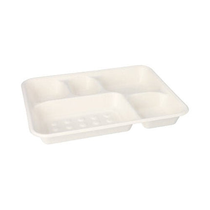 PAPSTAR 25 Menü-Trays, Zuckerrohr "pure" 5-geteilt weiss