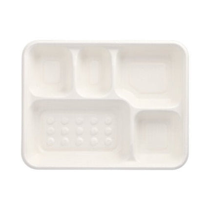 PAPSTAR 25 Menü-Trays, Zuckerrohr "pure" 5-geteilt weiss
