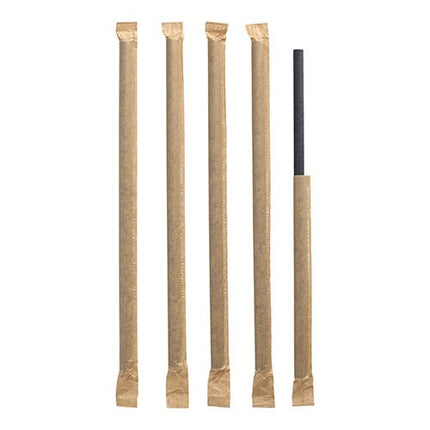 PAPSTAR Shake-Halme Papier, Ø 8 mm, 25 cm, schwarz, einzeln verpackt | Folie (100 Stück)