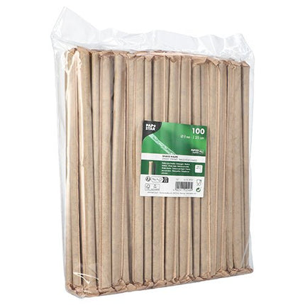 PAPSTAR Shake-Halme Papier, Ø 8 mm, 25 cm, schwarz, einzeln verpackt | Folie (100 Stück)