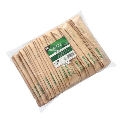 PAPSTAR 50 Bestecksets, Holz "pure" mit Serviette in Papierbeutel