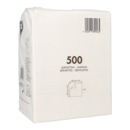 PAPSTAR Servietten 1-lagig, 33x33 cm, weiß, 1/4-Falz | Folie (500 Stück)