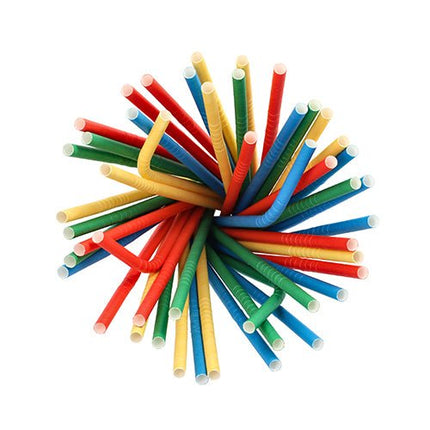 PAPSTAR Trinkhalme Papier, Ø 6 mm, 20 cm, farbig sortiert, flexibel | Folie (100 Stück)