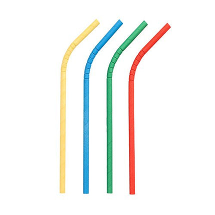 PAPSTAR Trinkhalme Papier, Ø 6 mm, 20 cm, farbig sortiert, flexibel | Folie (100 Stück)