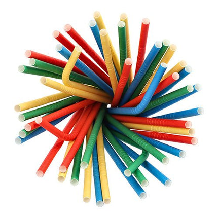PAPSTAR Shake-Halme Papier, Ø 8 mm, 25 cm, farbig sortiert, flexibel | Folie (100 Stück)