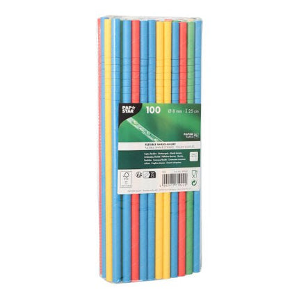 PAPSTAR Shake-Halme Papier, Ø 8 mm, 25 cm, farbig sortiert, flexibel | Folie (100 Stück)