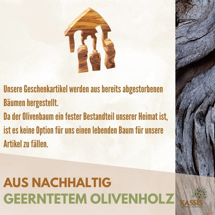 Weihnachtsdeko Krippe Puzzle ohne Rinde aus Olivenholz