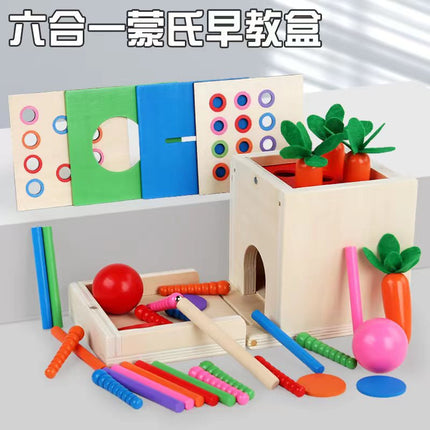 Montessori Holz Lernbox – Multifunktionales Steck- & Formenpuzzle für Kinder