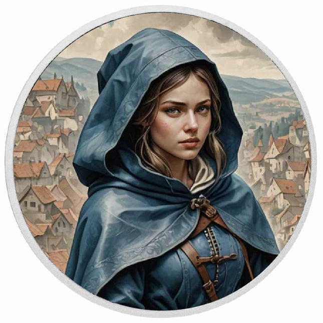 Chronicles of the Cloaked Guardians: The Cerulean Wanderer 1oz Silver Coloured Coin