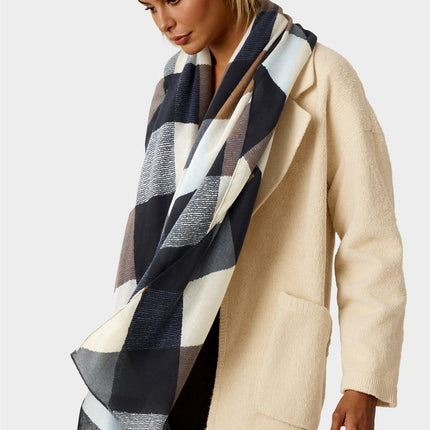 Geo Print Scarf In Brown & Black & Grey