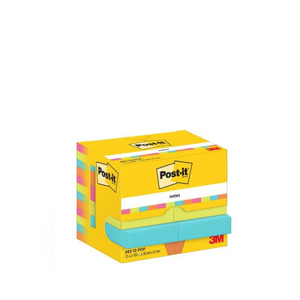 Post-it® Notes, Poptimistic Collection, 38 mm x 51 mm, 100 Blatt/Block, 12 Blöcke/Packung, Kartonverpackung, 100% PEFC, SGSCH-PEFC-COC-110078 | Packung (1 Stück)