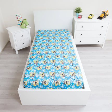 Spongebob Spannbettlaken - 90x200 cm Bettbezug Einzelbett Matratzenbezug