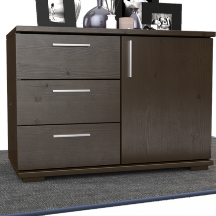 Nobis Kommode Bio Kiefer Massivholz 1-türig mit 3 Schubladen - 57 cm