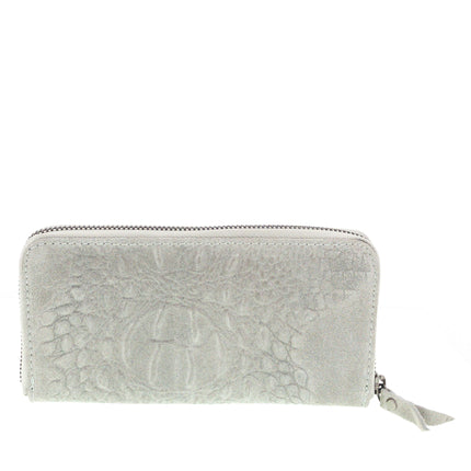 Leder Portemonnaie Krokooptik Grau