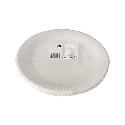 Starpak 20 Teller, Pappe rund Ø 23 cm weiss | Schrumpffolie (20 Stück)
