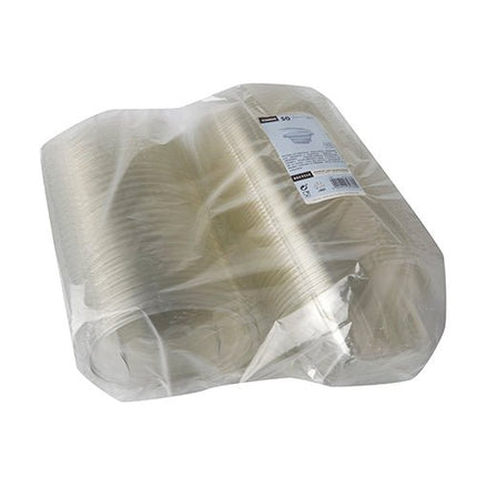Starpak 50 Feinkost- und Salatschalen mit Klappdeckel, R-PET glasklar rund