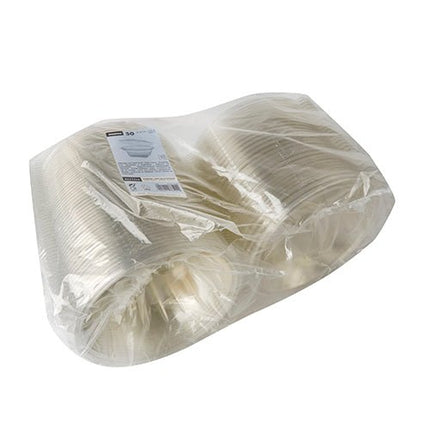 Starpak 50 Feinkost- und Salatschalen mit Klappdeckel, R-PET glasklar rund