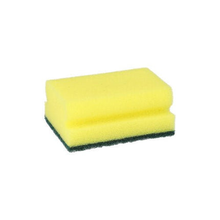 Starpak 6 Topfreiniger, Schwamm eckig 4,1 cm x 9,5 cm x 6,8 cm gelb/grün mit Griffrille, kratzend | Banderole (6 Stück)